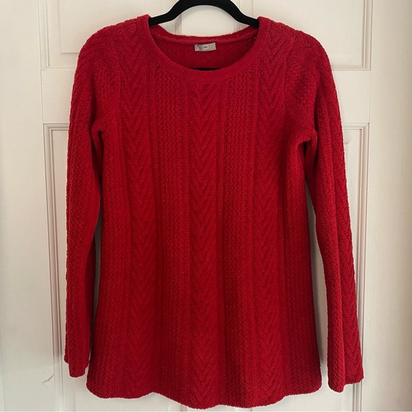 J. Jill Small Red Chenille Sweater - Size Small‎ S - Picture 1 of 5